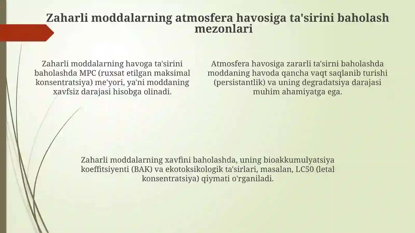 Atmosferahavosiningnomuvofiqomillarinigigiyenikreglamentlashgabo‘lganumumiyyondashishlar 4