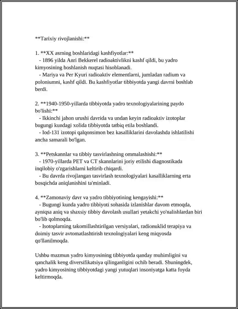 YADRO KIMYOSINING TIBBIYOTDAGI O'RNI. KRIMINALISTIKADA KIMYONING O'RNI 4