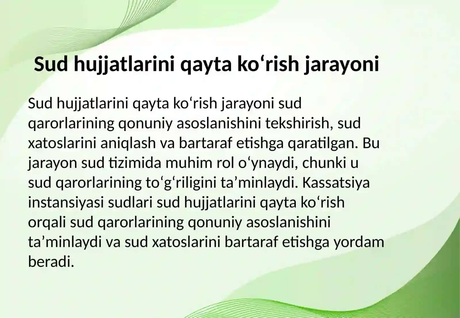 Kassatsiya instansiya sudida ish yuritish-sud hujjatlarini qayta koʻrish instituti sifatidagi oʻrni, roʻli va ahamiyati 4