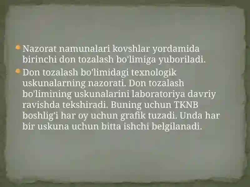 Un zavodlarida texnologik jarayonlarni nazorati. 4