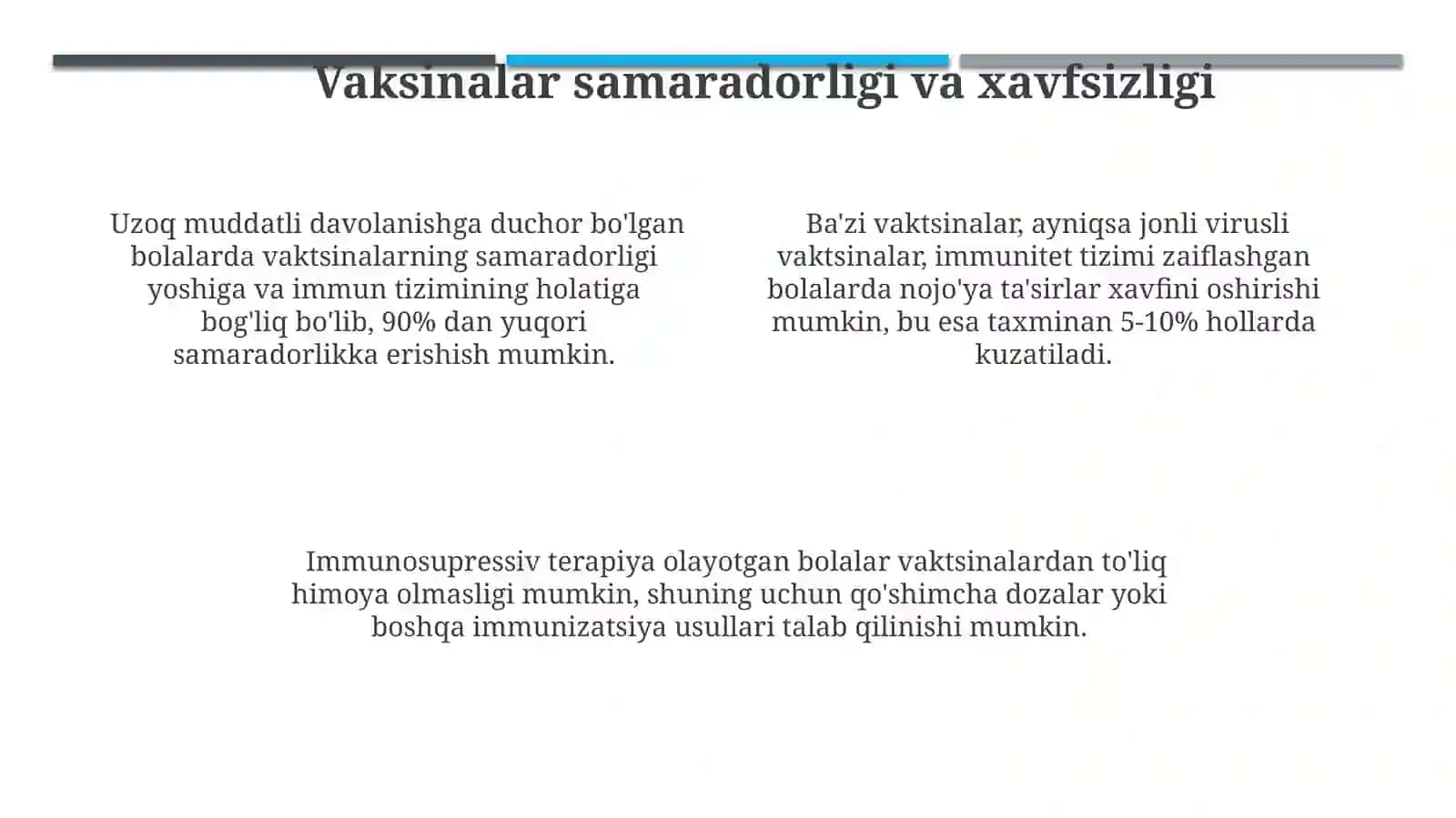 Immunologiya va uzoq muddatli davolanishga duchor bo'lgan bolalar 4
