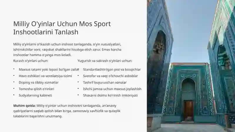 Milliy va Harakatli O'yinlarni O'tkazishda Sport Inshootlaridan Foydalanish 4