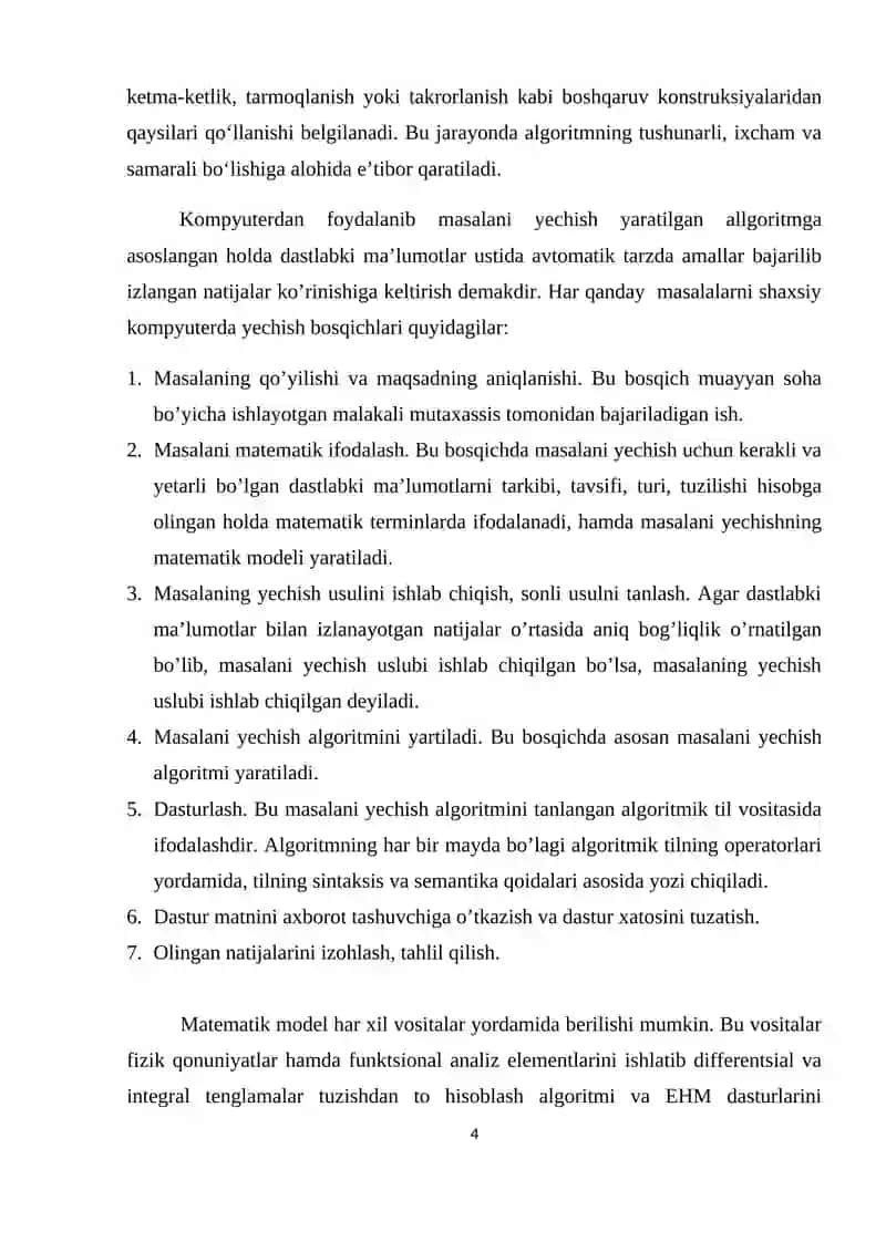 Masalalarni algoritmlash 4
