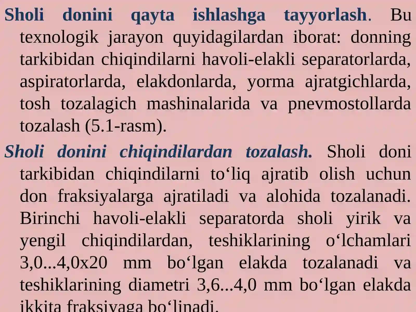 Sholi donidan yorma ishlab chiqarish texnologiyasi 4