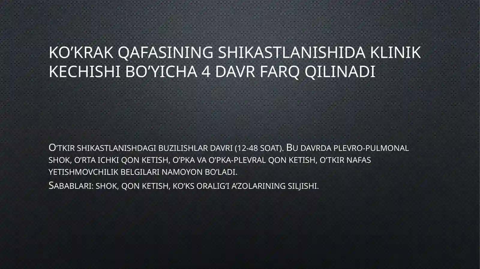 BOLALARDA KO’KRAK QAFASI A’ZOLARINING YOPIQ SHIKASTLANISHI 4
