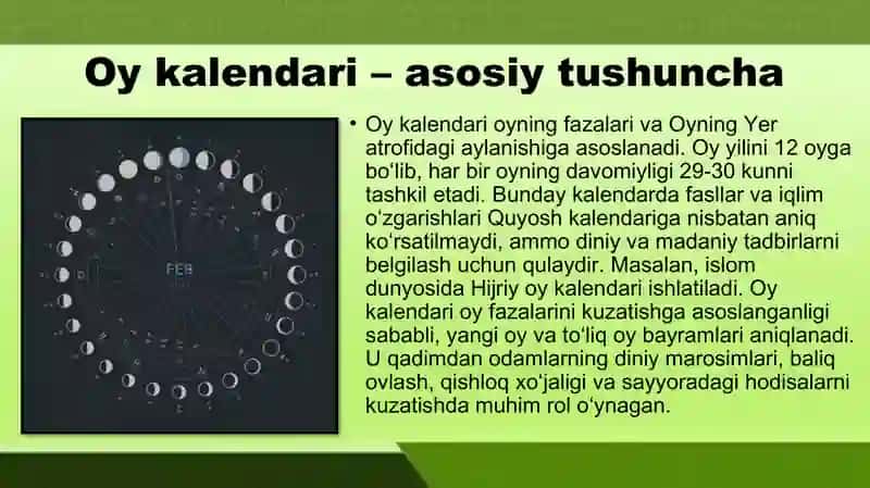 Quyosh, Oy va Quyosh-Oy kalendarlari 4