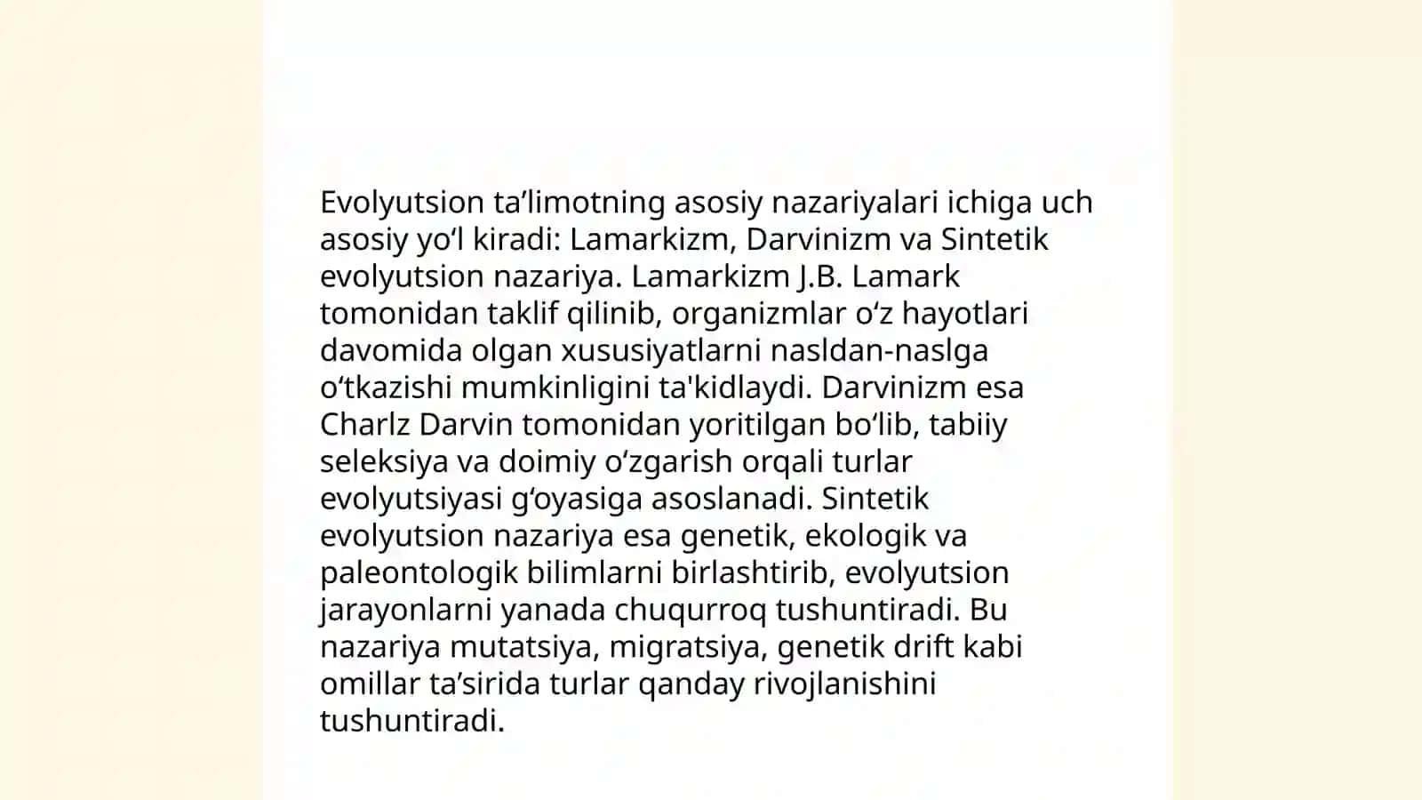EVOLYUTSION G’OYALARNI RIVOJLANTIRISH 4