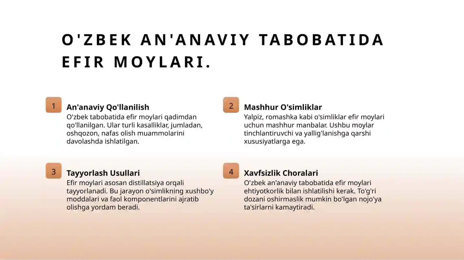 Tarkibida efir moylari boʻlgan dorivor oʻsimliklar va maxsulotlar 4