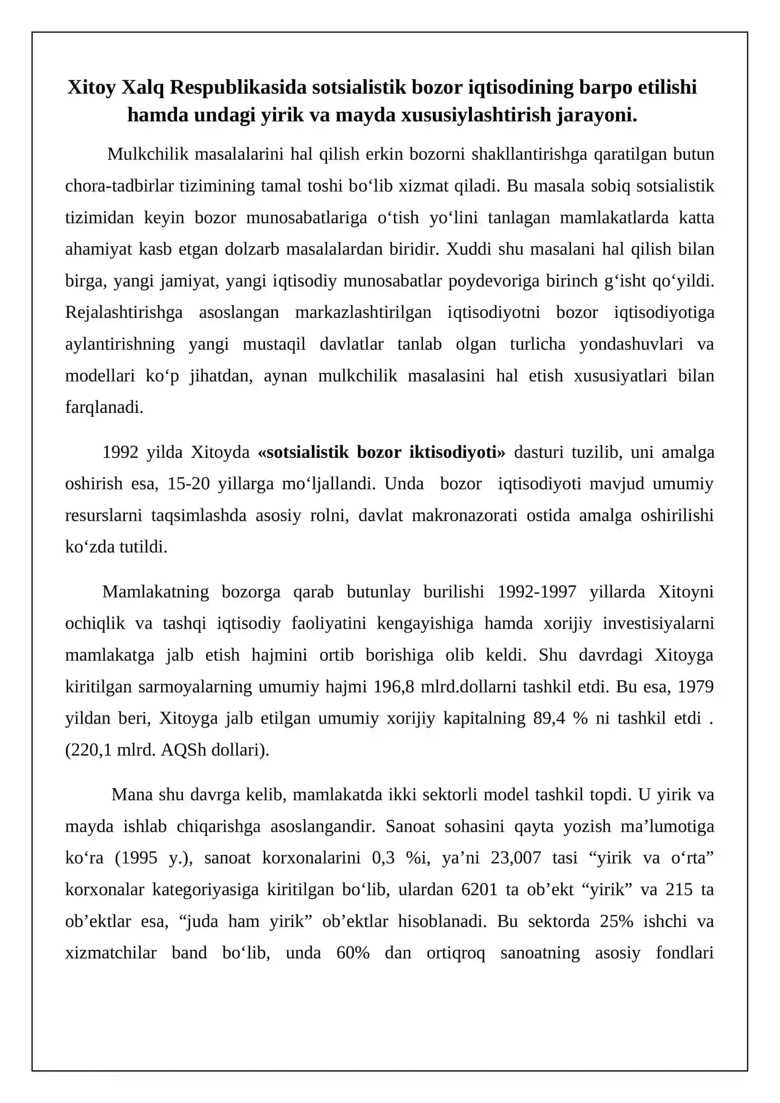 Xitoy iqtisodiyotida kichik biznes va tadbirkorlikning o’rni 4