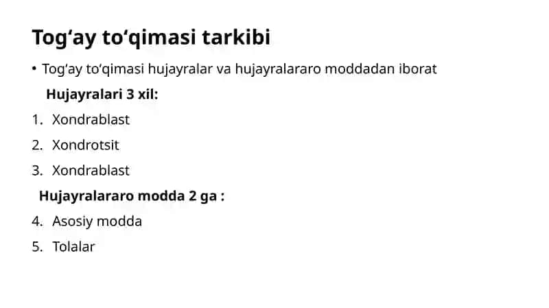 Suyak toʻqimasi va togʻay toʻqimasi. 4