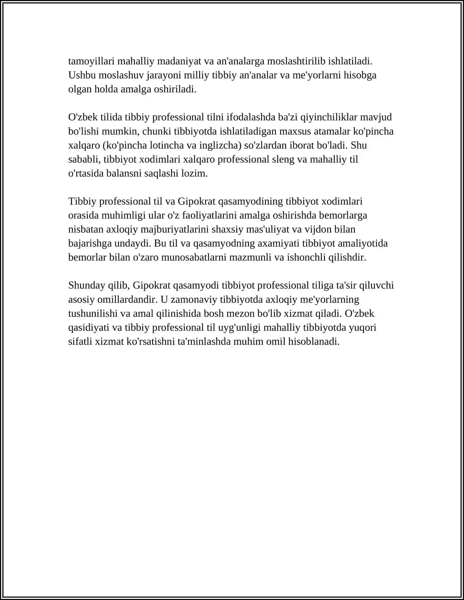 GIPOKRAT QASAMYODI, PROFESSIONAL TILLAR VA ULARNING MILLIY TILDAGI ASOSIY XUSUSIYATLARI 4