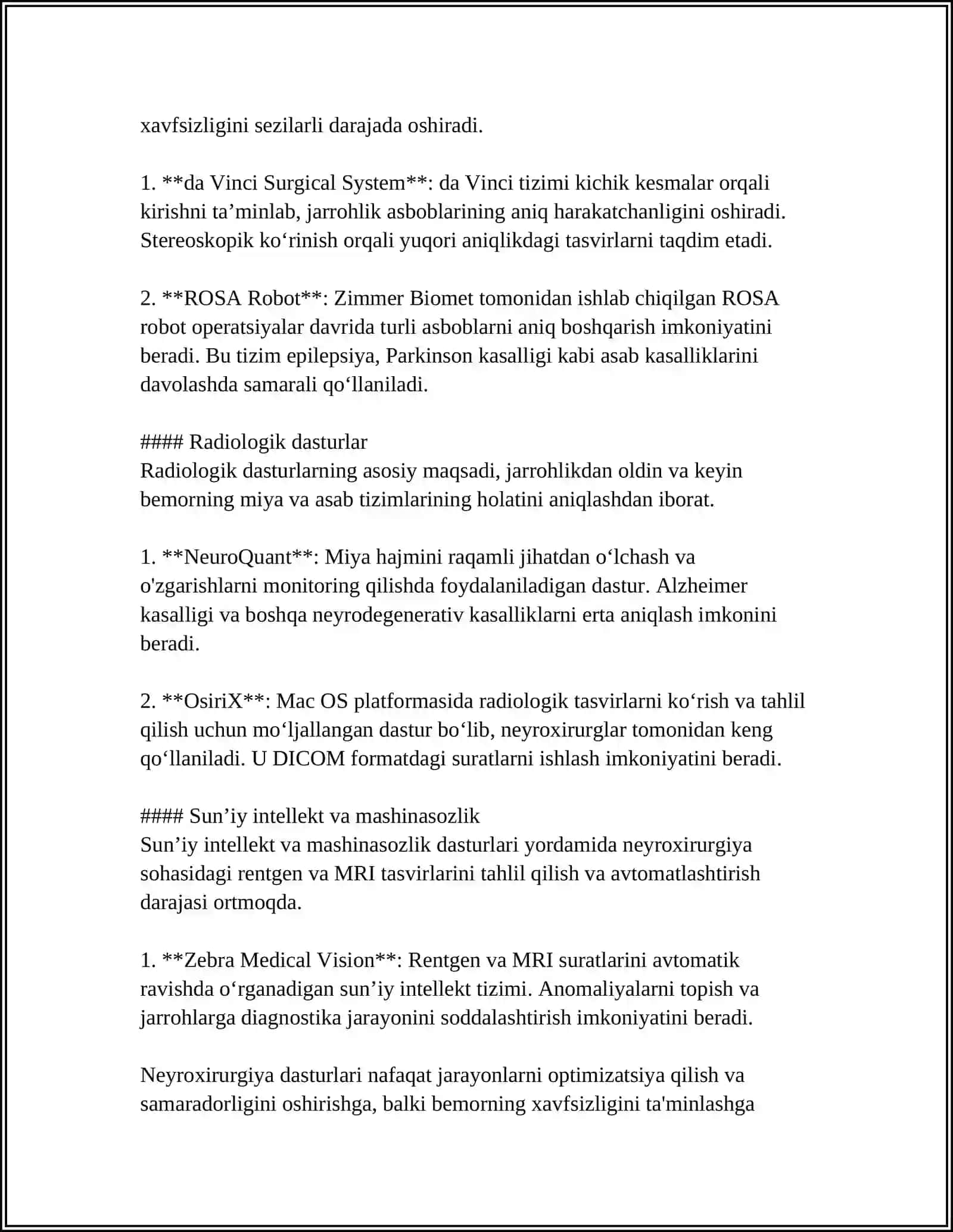 NERVOXIRURGIYA VA NEVROLOGIYA BUYICHA FOYDALANGAN DASTURLARNI OLISH 4