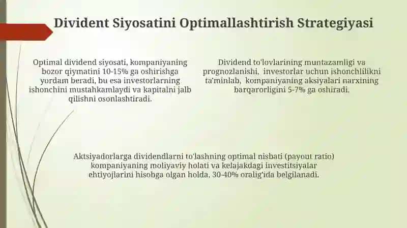 Optimal Divident Siyosatining Strategik Ahamiyati 4
