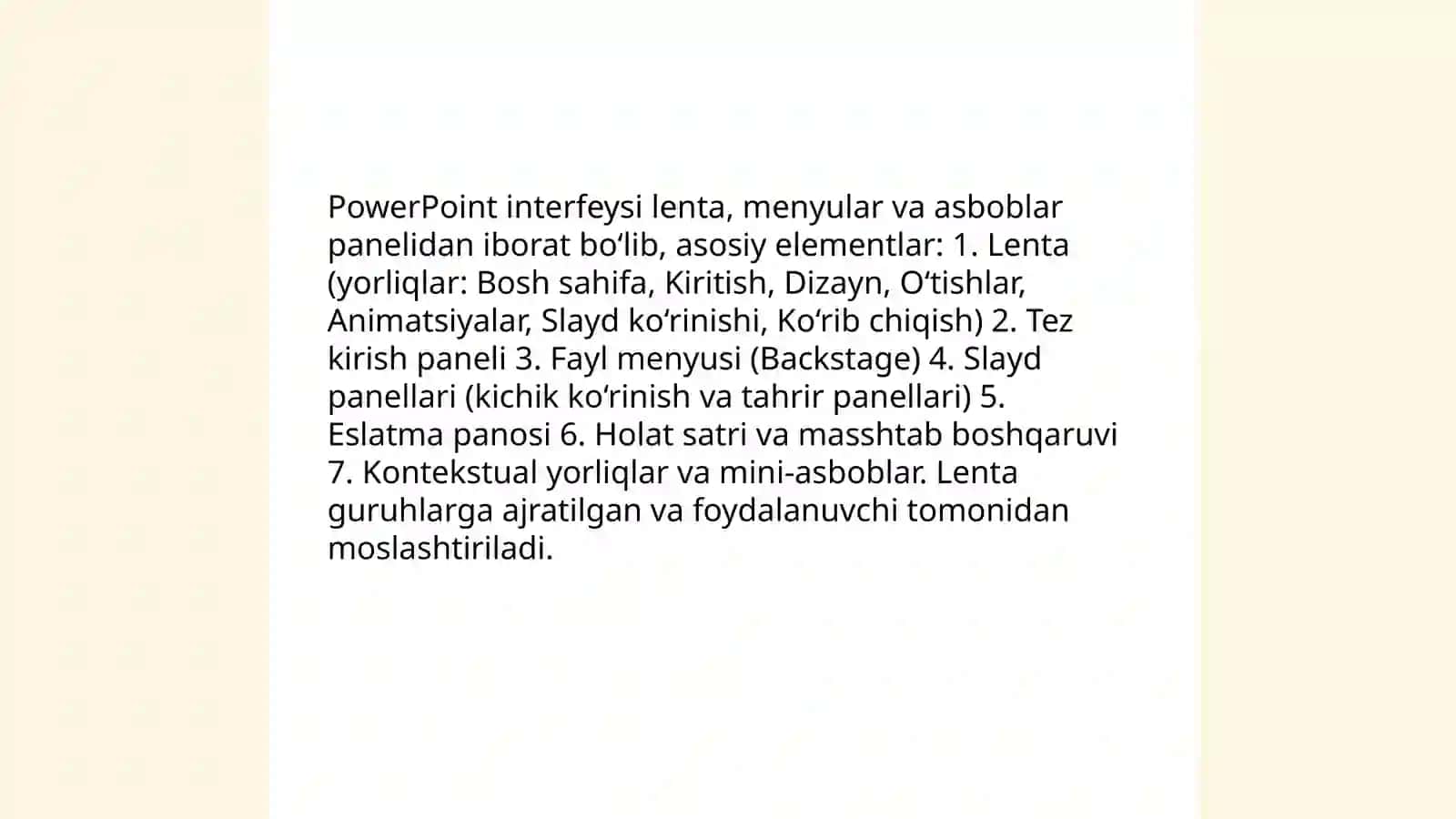 MS Power Pointning Dasturiy Taminoti va Uning Imkoniyatlari 4