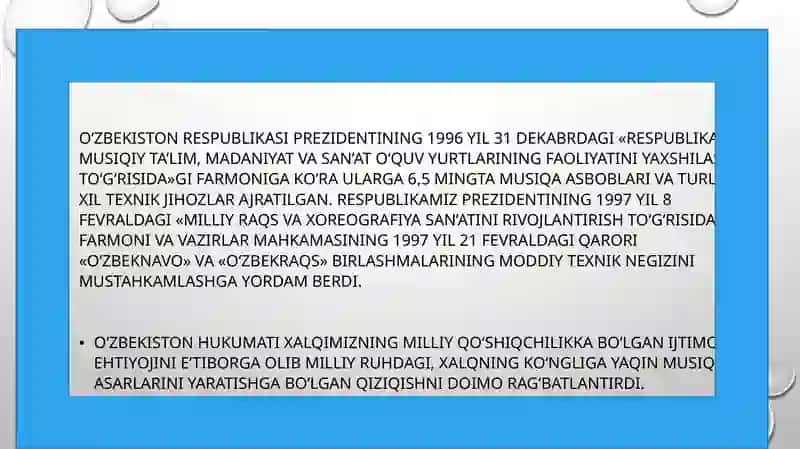 O’zbekistonda Madaniyat va san’at sohasiningTransformatsionJarayonlari 4