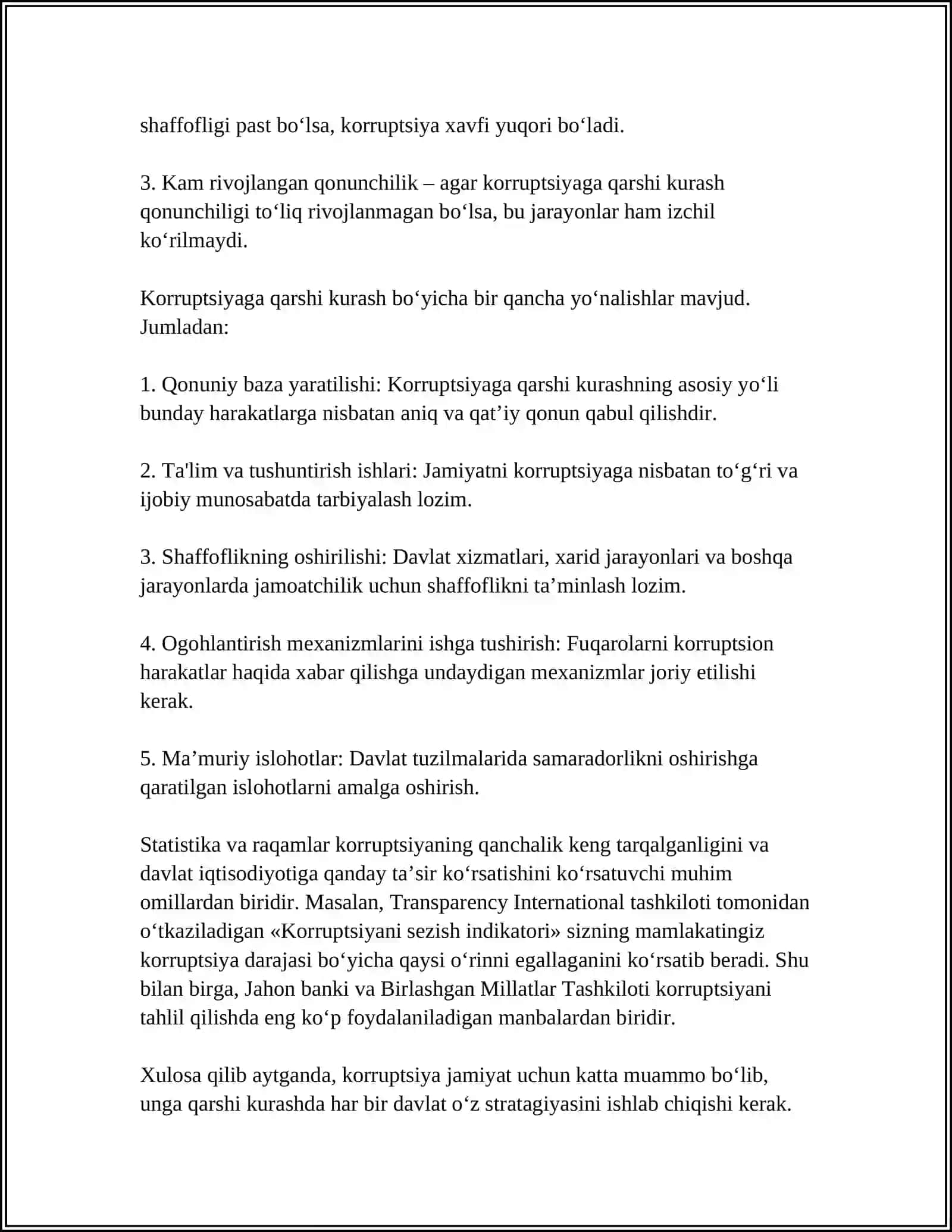 KORRUPSIYANING MOHIYATI, OQIBATLARI VA UNGA QARSHI KURASH MEXANIZMLARI 4