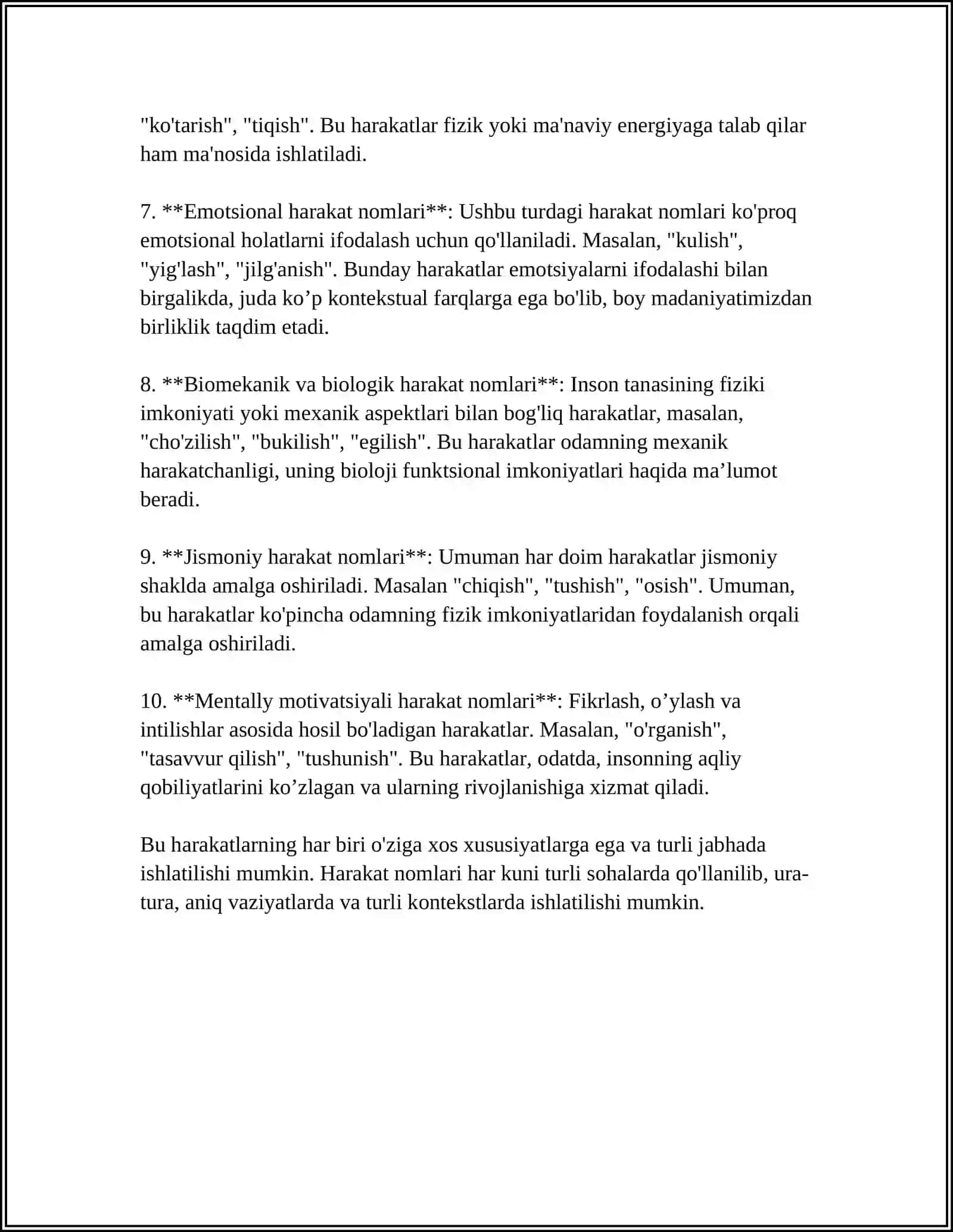 HARAKAT NOMI, UNING YASALISHI VA QO'LLANISHI 4