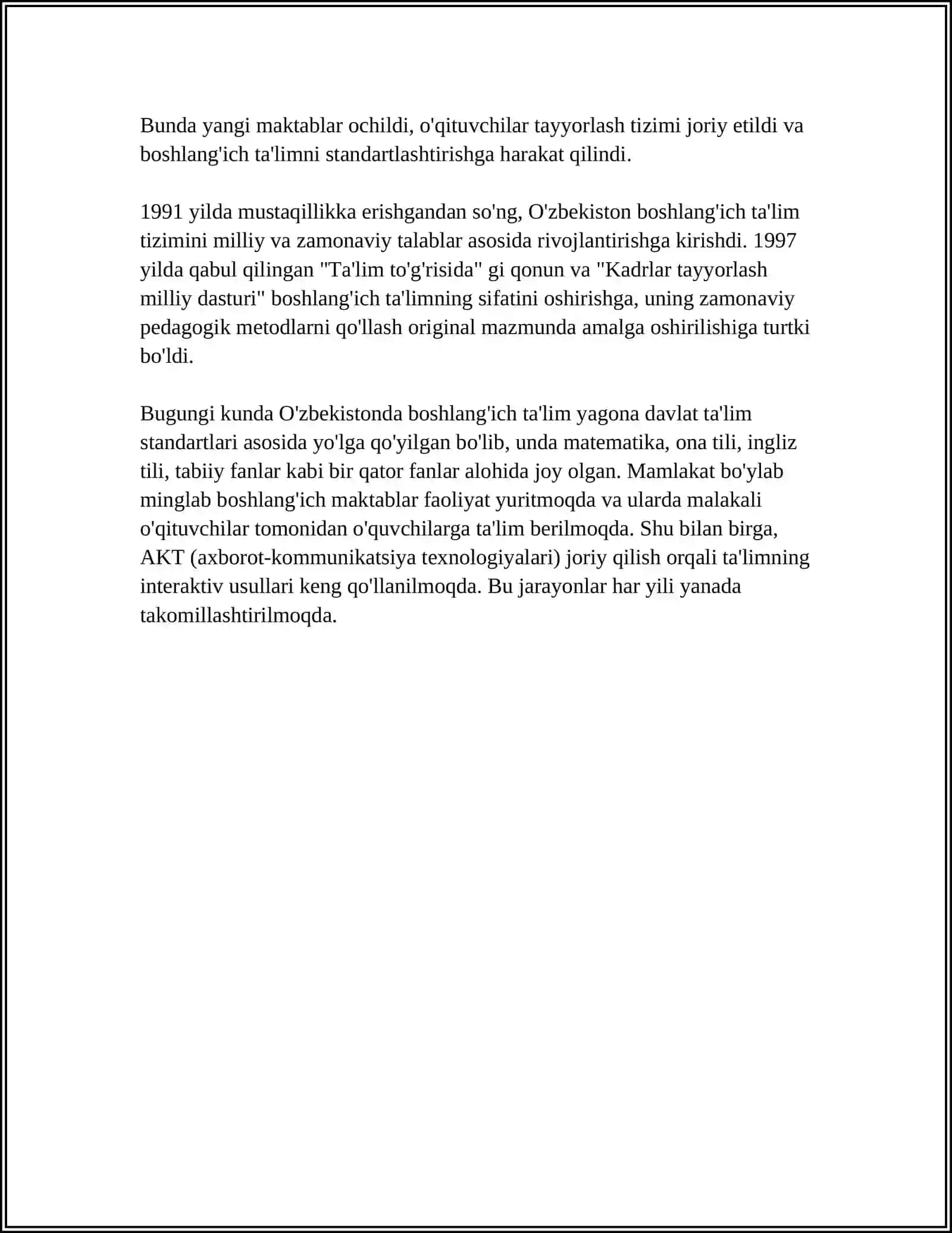 BOSHLANG'ICH TA'LIM PEDAGOGIKASI MOHIYATI VA MAZMUNI 4