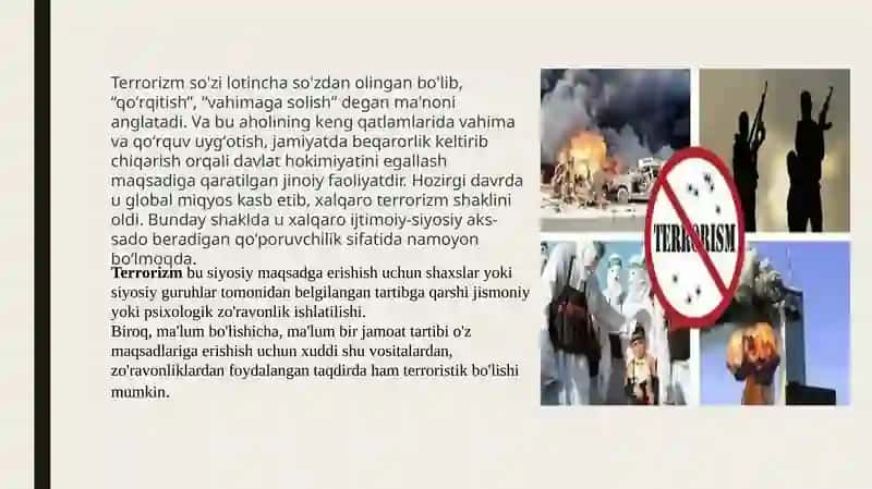 Dinni qo'biostidagi terrorizm tushunchasi va mohiyati 4