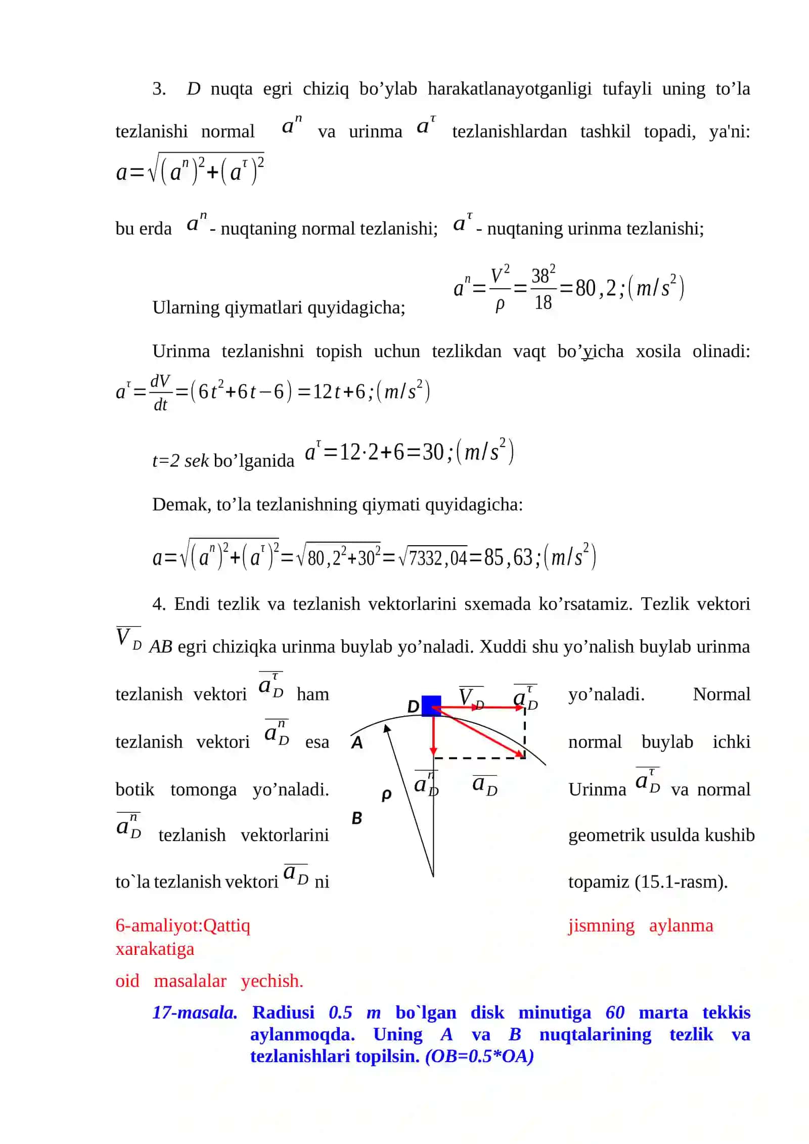 Nuqta kinematikasiga oid misollar yechish 4