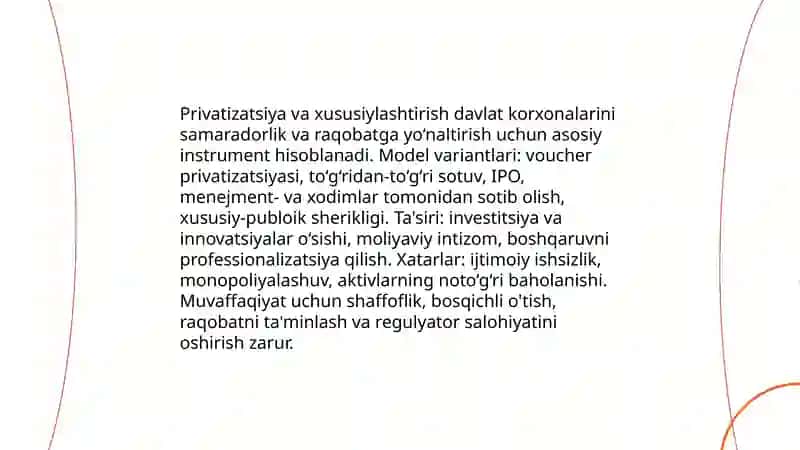 Davlat korxonalarining transformatsiyasi va modernizatsiya yo‘llari 4