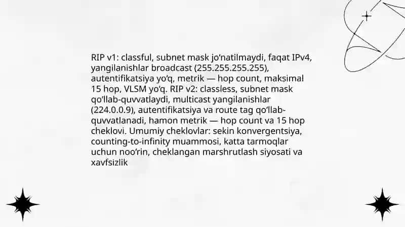 Marshrutlash protokollari va tarmoqni boshqarish 4