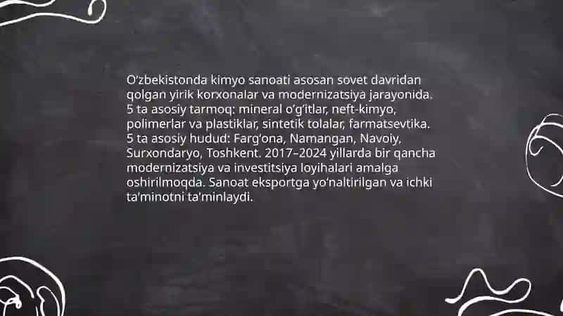 Oʻzbekistonda kimyo fani va sanoati hamda ularning rivojlanishi asoslari 4