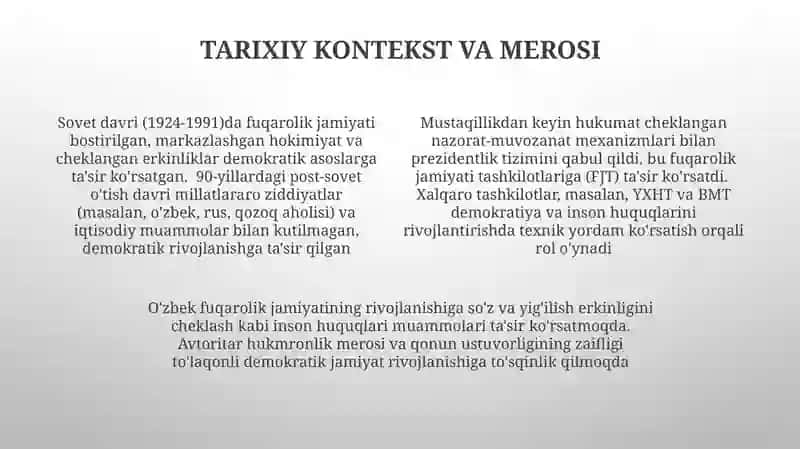 O'zbekiston demokratik fuqarolik jamiyati asoslarining shakllanishi 4