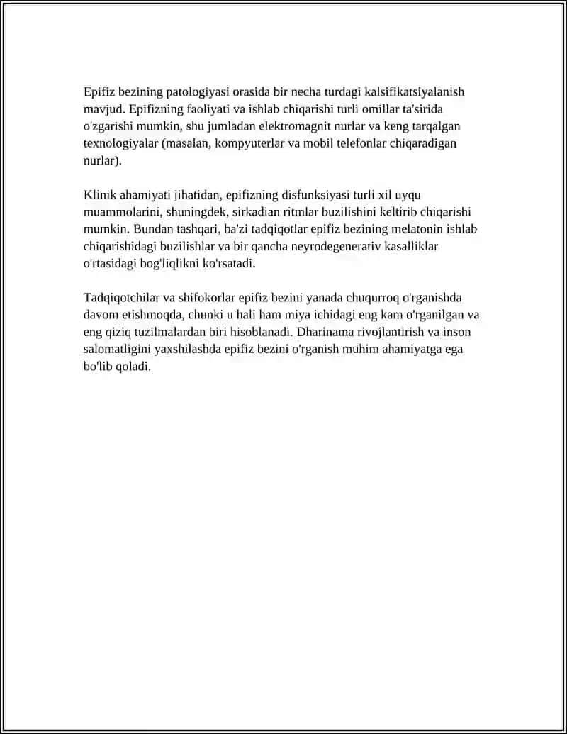 ICHKI SEKRETSIYA BEZLRINI TEKSHIRISH USULLARI. EPIFIZ 4
