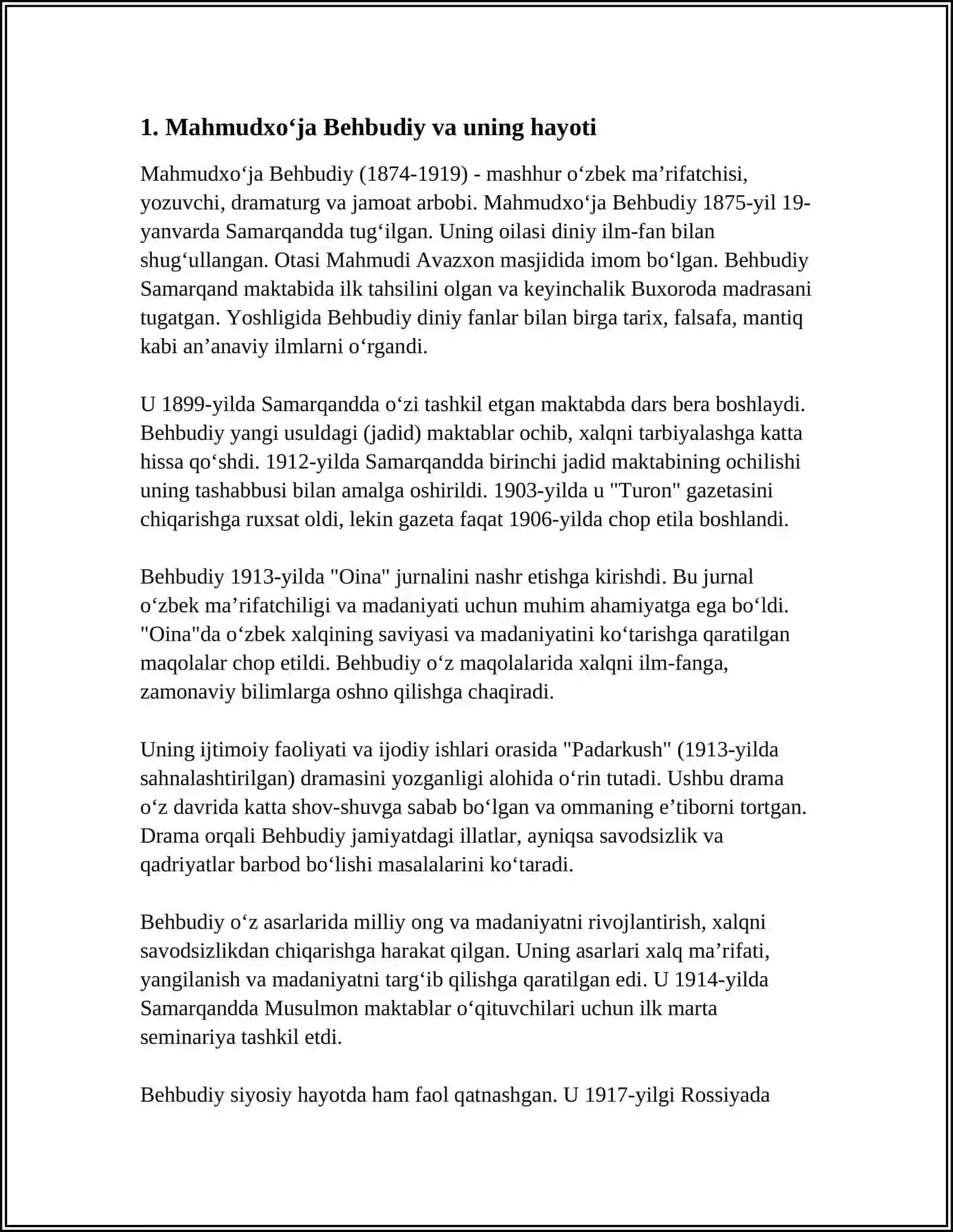 MAHMUDXO'JA BEHBUDIYNING IKKI EMAS TORT TIL LOZIM MAQOLASIGA TAHLIL 4