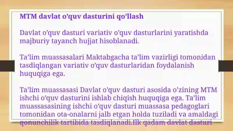 Ilk qadam davlat o’quv dasturi asosida Maktabgacha ta’lim tashkilotlarida faoliyat markazlarida ta’lim jarayonlarini tashkil qilish 4