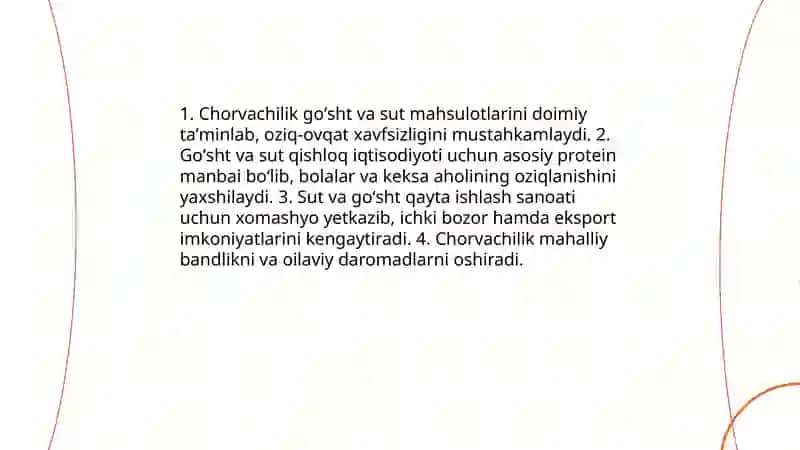 Chorvachilikni xalq xoʻjaligidagi ahamiyati 4