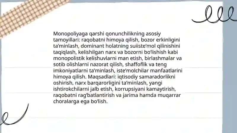 O'zbekistonda raqobatchilik muhitining vujudga kelishi va monopoliyaga qarshi qonunchilik 4