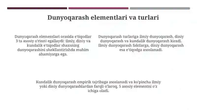 Dunyoqarashning mohiyati, tuzilishi va asosiy funksiyalari 4