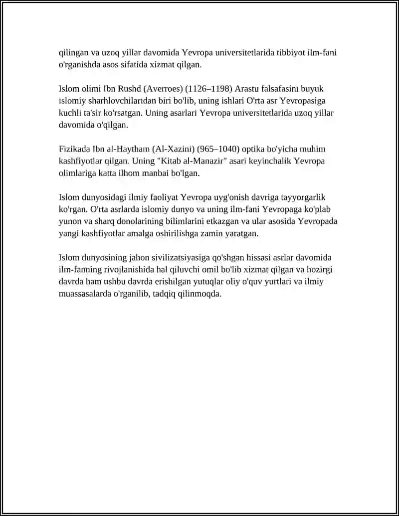ISLOM DININING JAHON SIVILIZATSIYASI RIVOJIDAGI O‘RNI 4