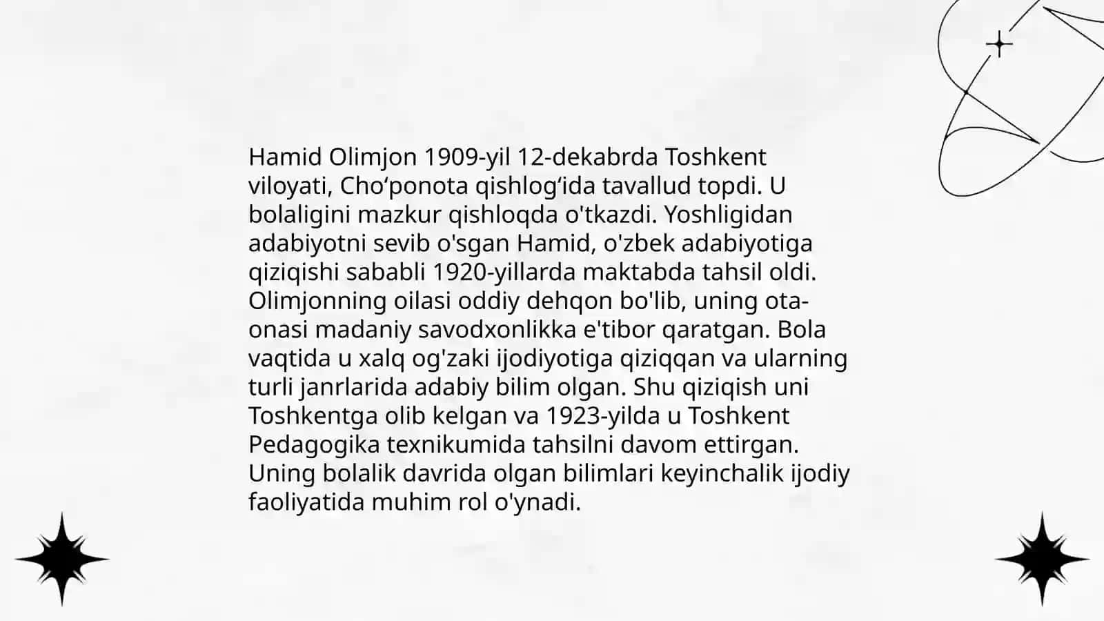 Hamid Olimjon hayoti va ijodi.She'rlari haqida 4