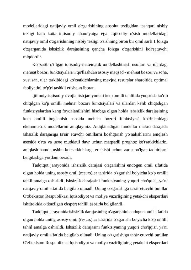 ISHCHISIZLIK DARAJASINING DINAMIKASINI MODELLASHTIRISH VA PROGNOZLASH SSENARIYLARINI YARATISH 4