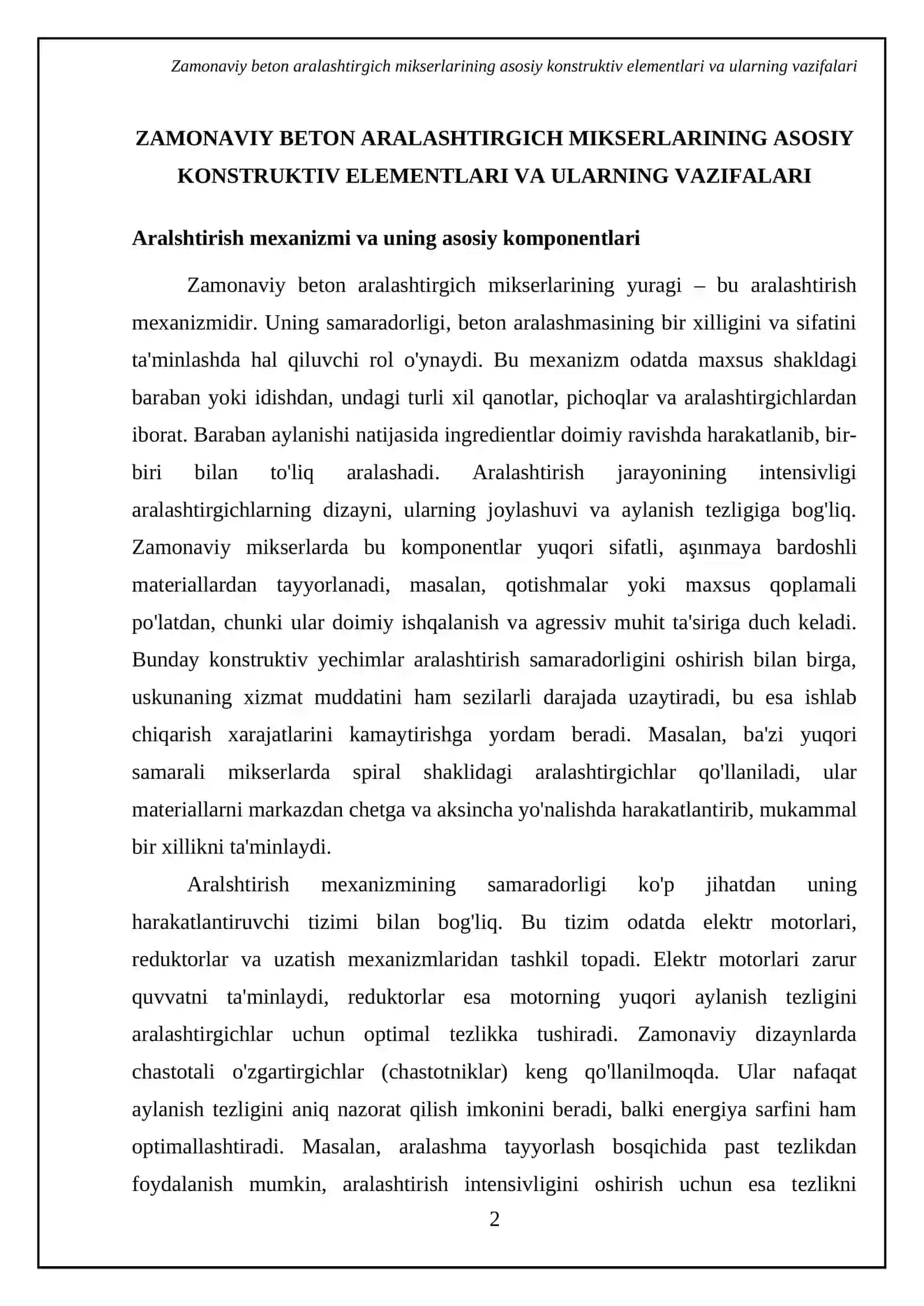 Beton aralashtrgich mikser-mashinalarning zamonaviy konstruksiyasi 4