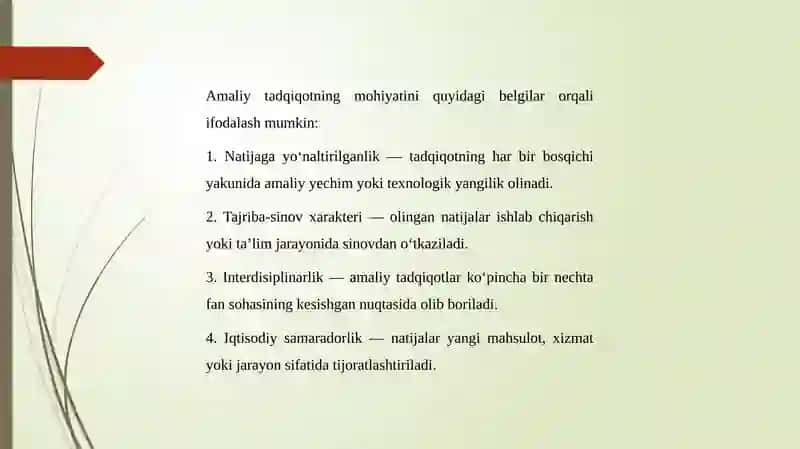 AMALIY TADQIQOT VA ISHLAB CHIQARISH 4