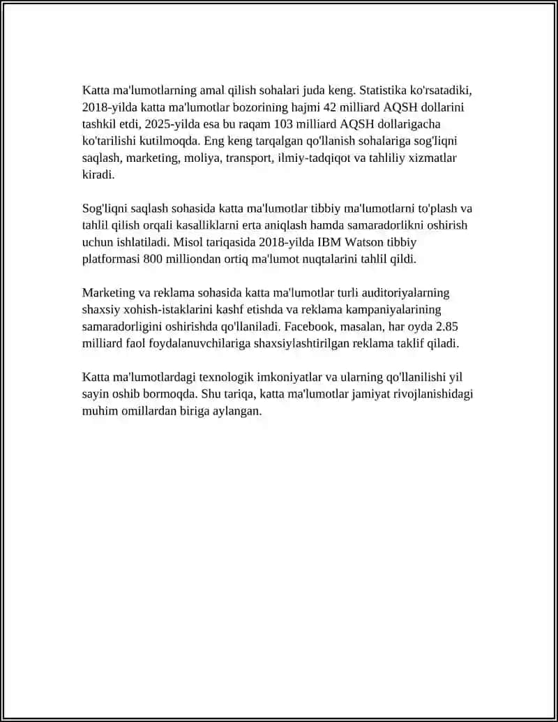 KATTA MA'LUMOTLARNI (BIG DATA) TAHLIL QILISH TEXNOLOGIYALARI 4