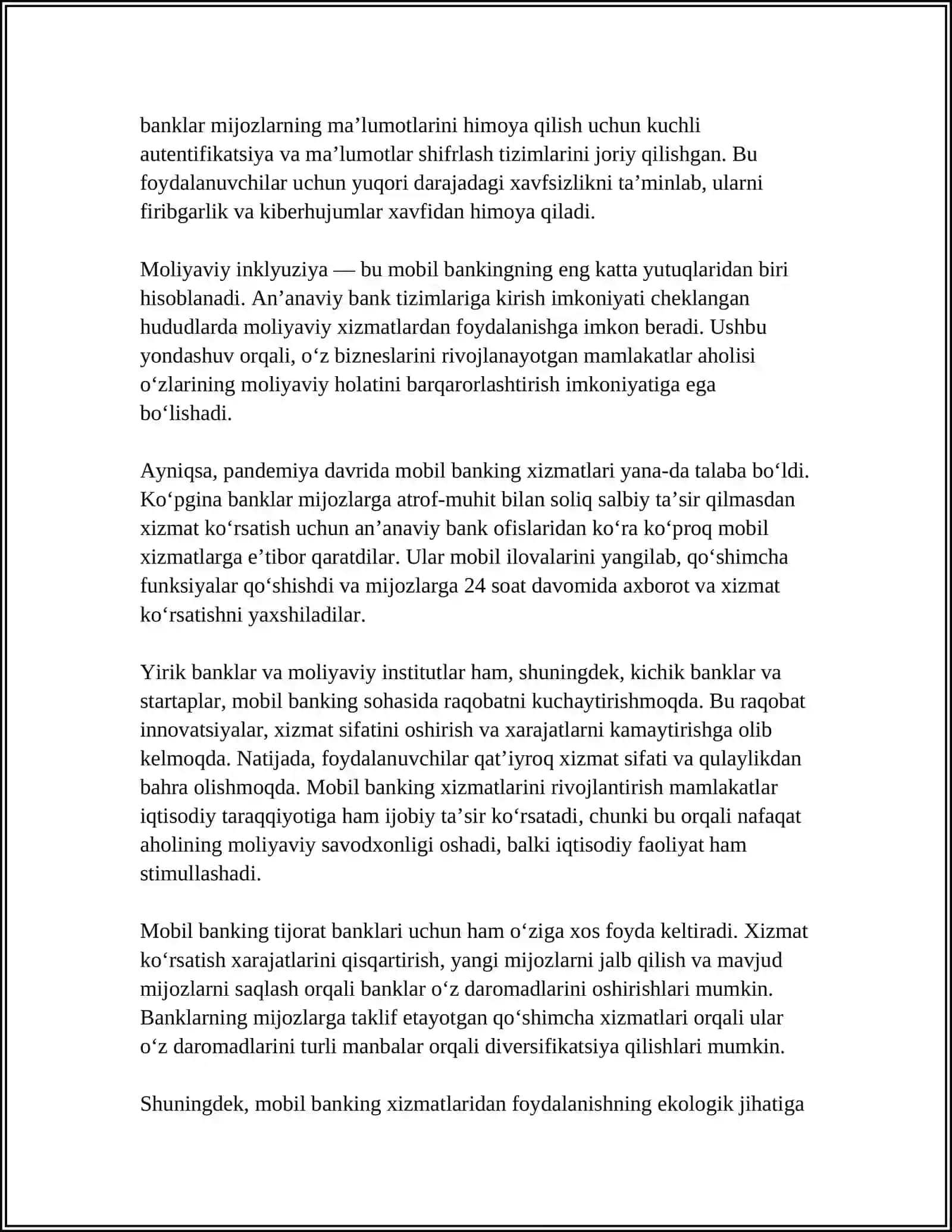 MOBIL TEXNOLOGIYALARNING MOLIYAVIY XIZMATLARDAGI AXAMIYATI 4