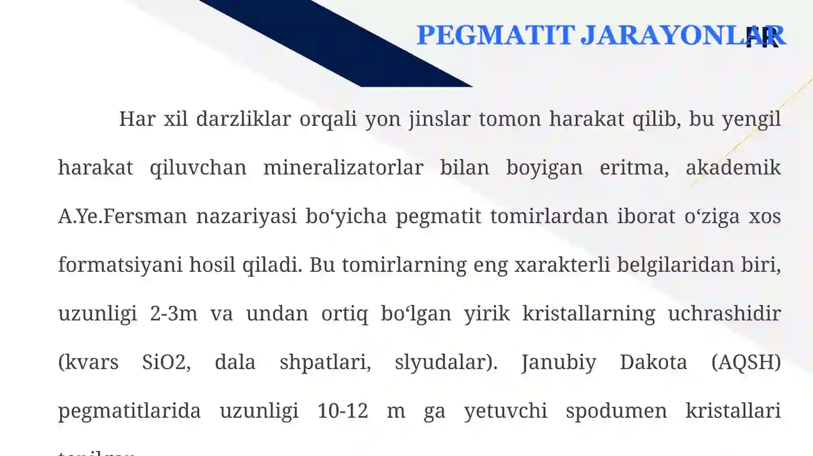 Mineral hosil qiluvchi pegmatit jarayonlar 4