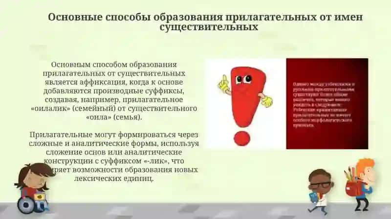 Образование имен прилагательных от имен и других частей речи (кроме глагола) 4
