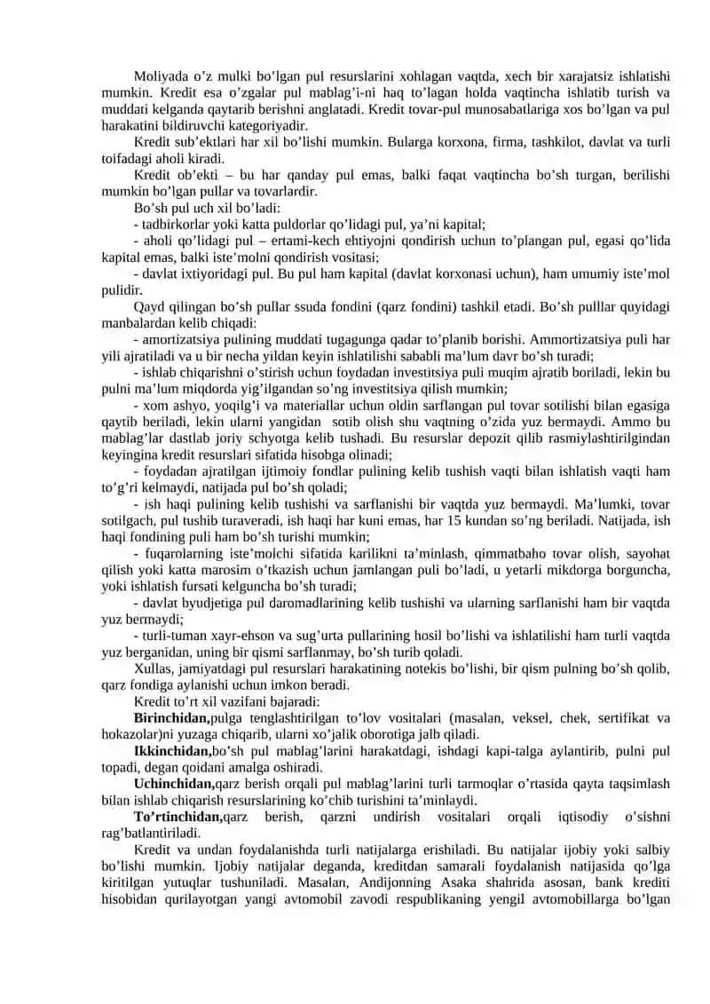 KICHIK BIZNES VA TADBIRKORLIK SUB'EKTLARINING MOLIYAVIY FAOLIYATI TAHLILI 4