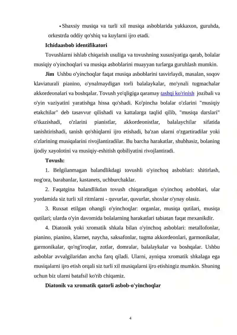 MUSIQA MASHG'ULOTLARINI TASHKIL ETISH METODIKASI 4