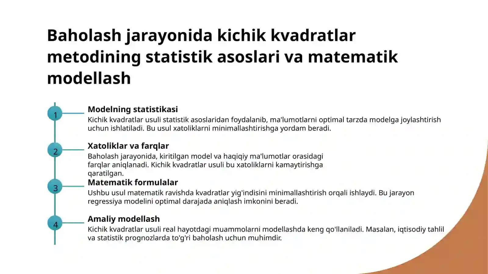 Kichik kvadratlar usulining baholash hususiyatlari 4