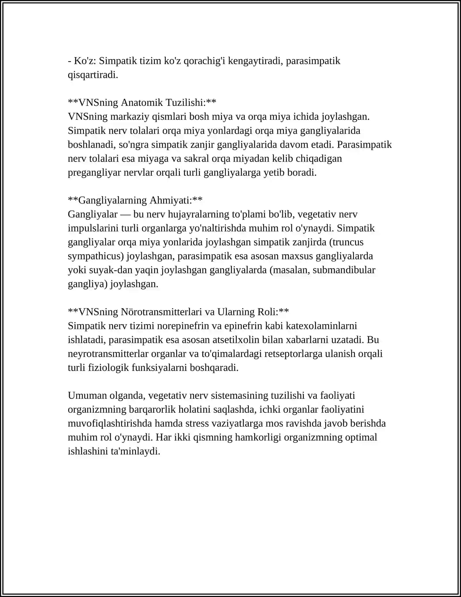 VEGETATIV NERV SISTEMASI FAOLIYATINI O'RGANISH 4