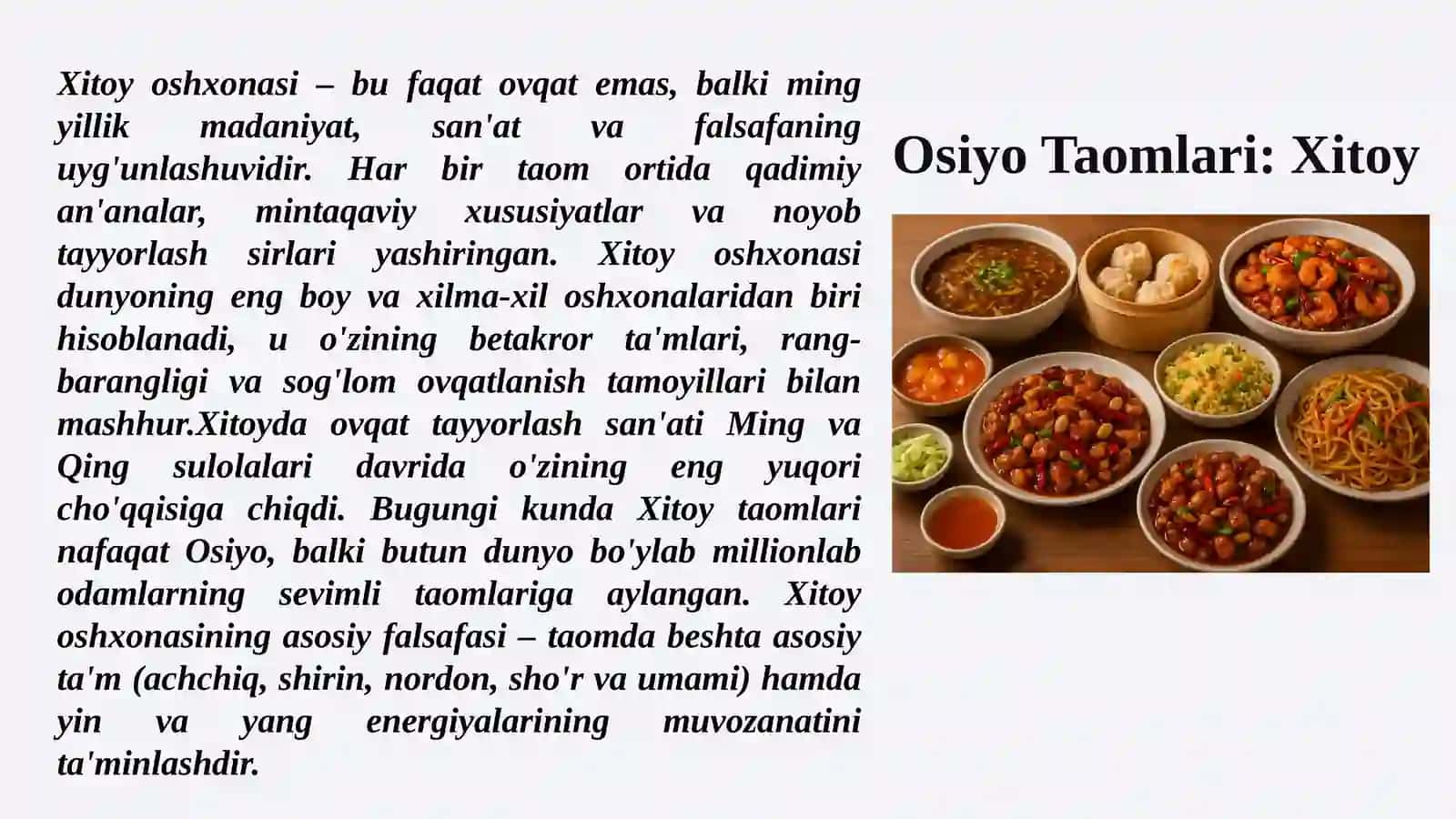 Dunyo xalqlari taomi va pazandalik mahsulotlari assortimenti 4