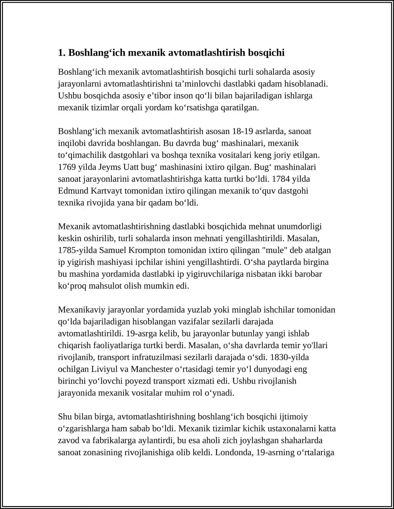 AVTOMATLASHTIRISH VOSITALARINING RIVOJLANISH BOSQICHLARI 4