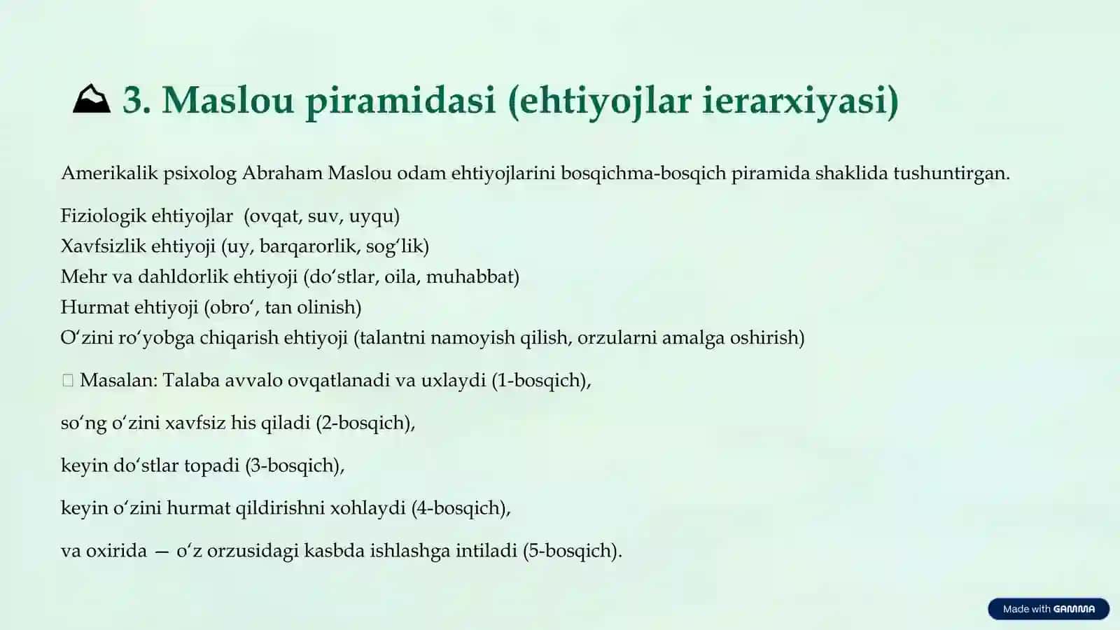 EXTIYOJ VA QIZIQISHLAR 4